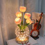 Lámpara Tulipán de Cristal con Luz Nocturna