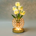 Lámpara Tulipán de Cristal con Luz Nocturna