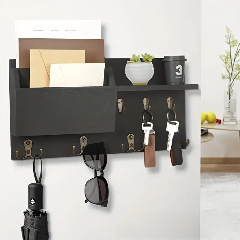 Estante de Pared de Madera con Organizador