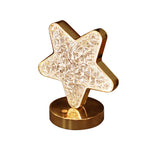 Lámpara de Mesa de Cristal con Luz Nocturna de Estrella y Luna