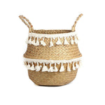 Cesta de Paja Plegable para Macetas Estilo Nórdico
