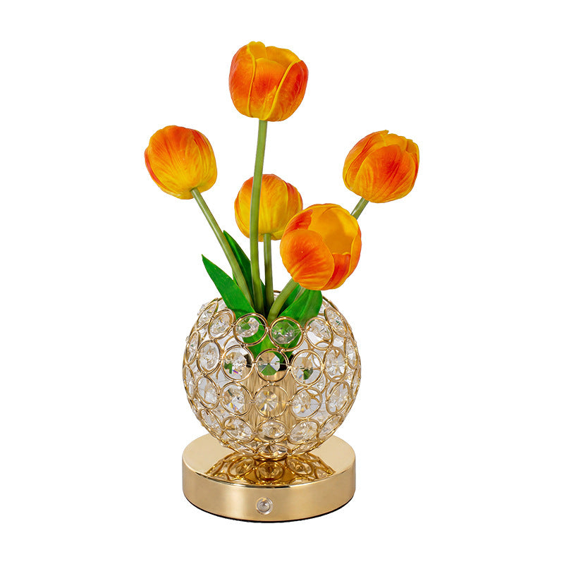 Lámpara Tulipán de Cristal con Luz Nocturna