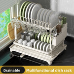 Escurreplatos de Cocina con Bandeja Autodrenante y Organizador Ajustable