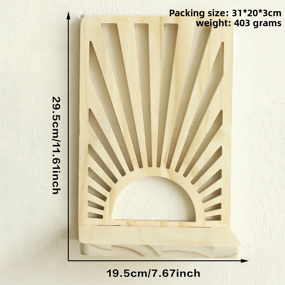 Estante de Pared de Madera Calada en Forma de Abanico