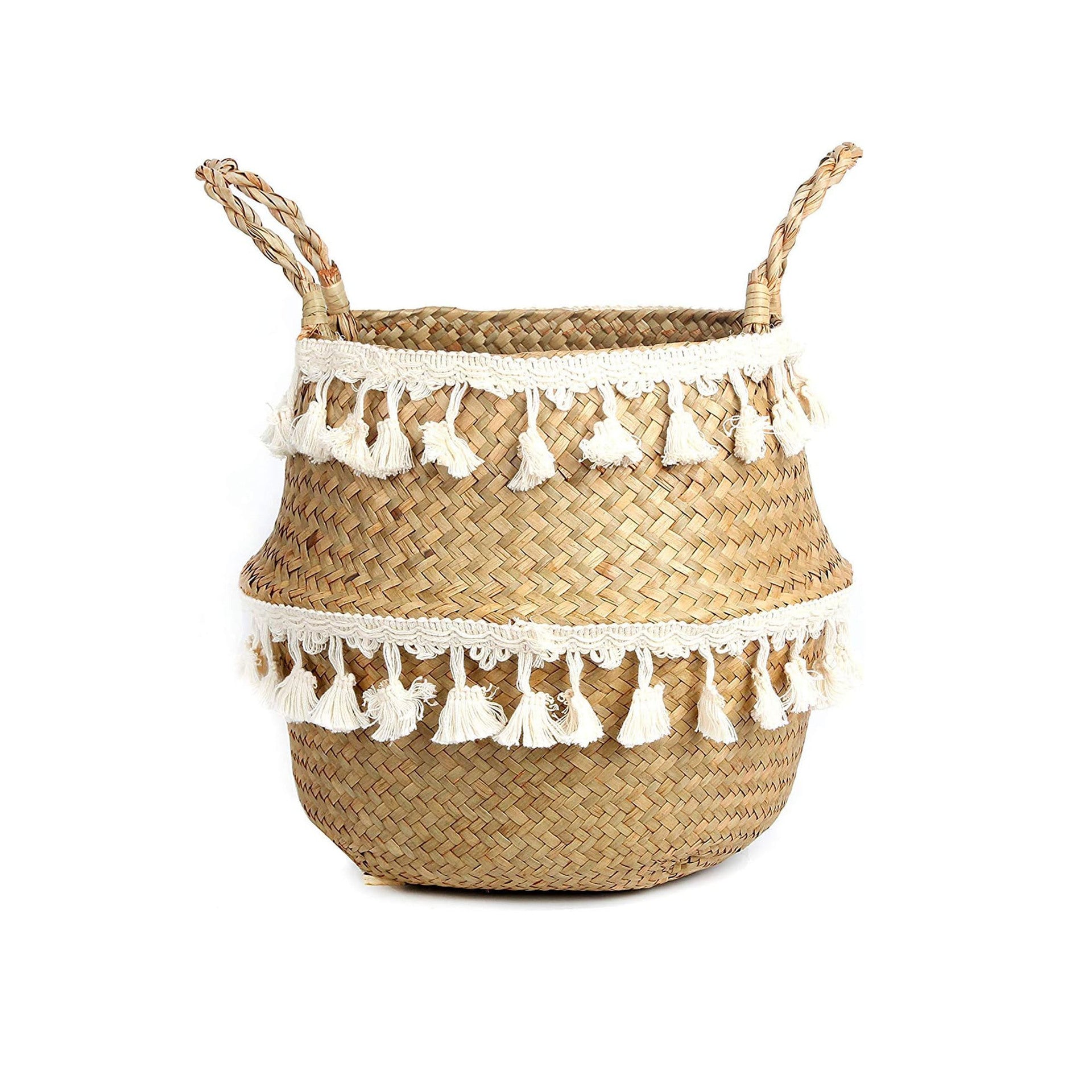 Cesta de Paja Plegable para Macetas Estilo Nórdico