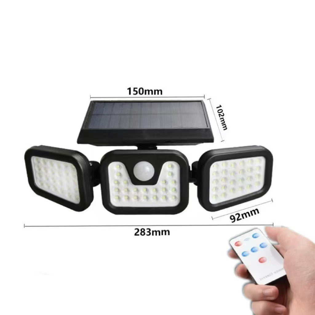 Lámpara Solar de Pared con Sensor de Movimiento (Triple Cabezal)