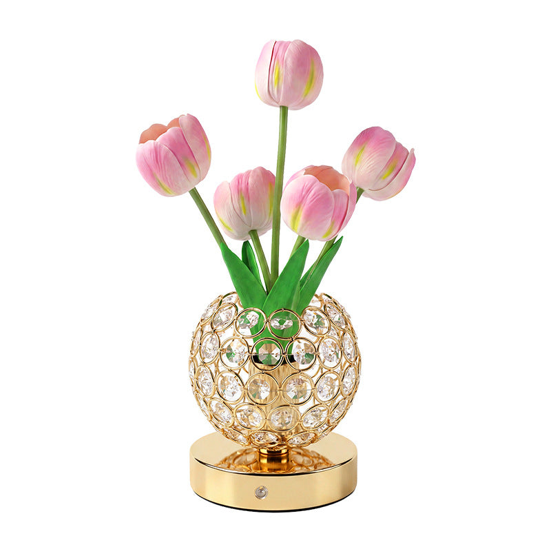Lámpara Tulipán de Cristal con Luz Nocturna