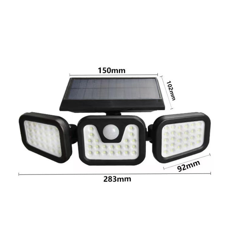Lámpara Solar de Pared con Sensor de Movimiento (Triple Cabezal)