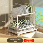 Escurreplatos de Cocina con Bandeja Autodrenante y Organizador Ajustable