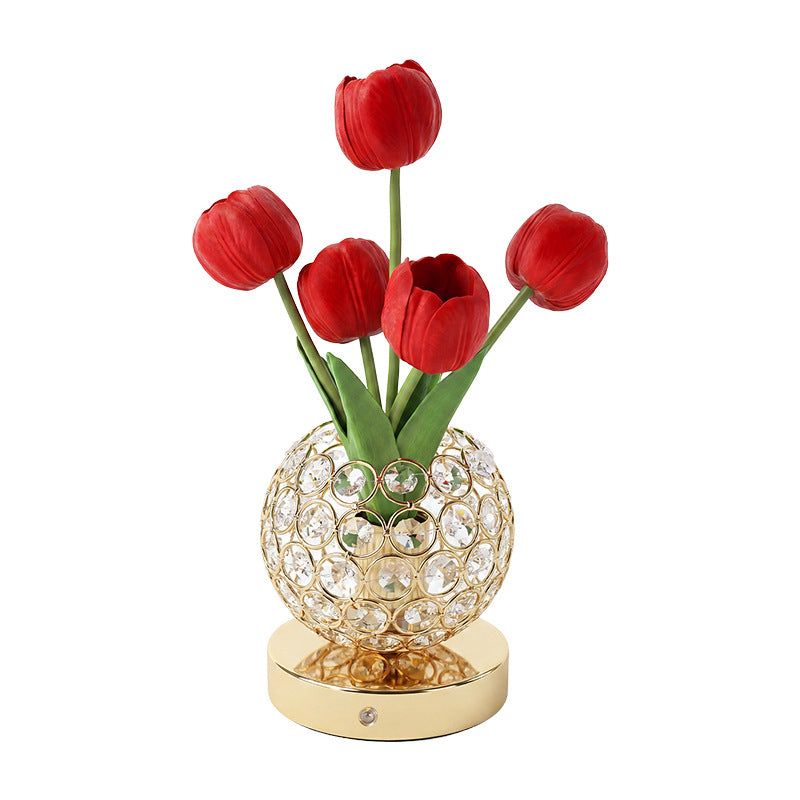 Lámpara Tulipán de Cristal con Luz Nocturna