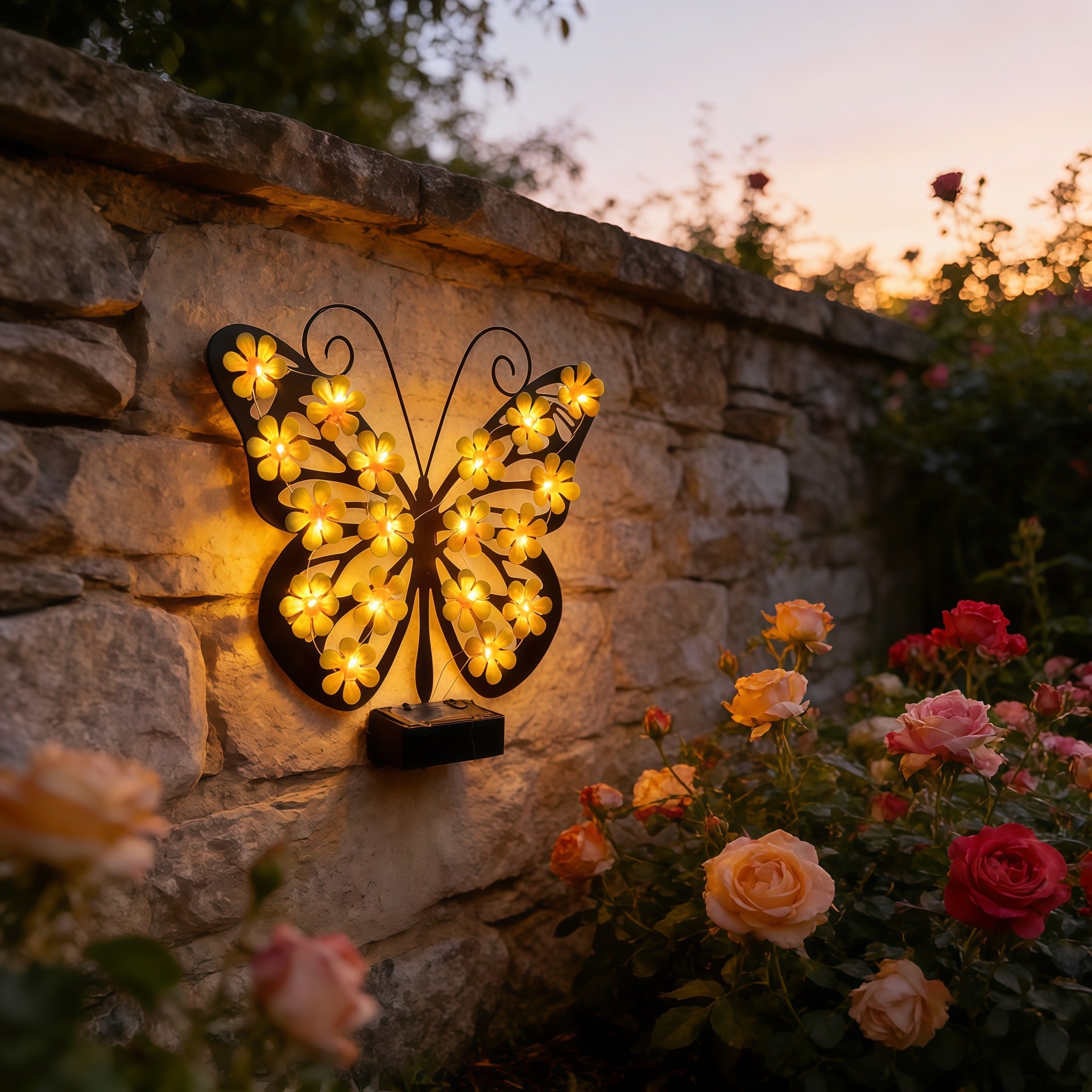 Luz Solar de Pared con Diseño de Mariposa para Jardín Exterior