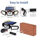 Lámpara Solar de Pared con Sensor de Movimiento (Triple Cabezal)