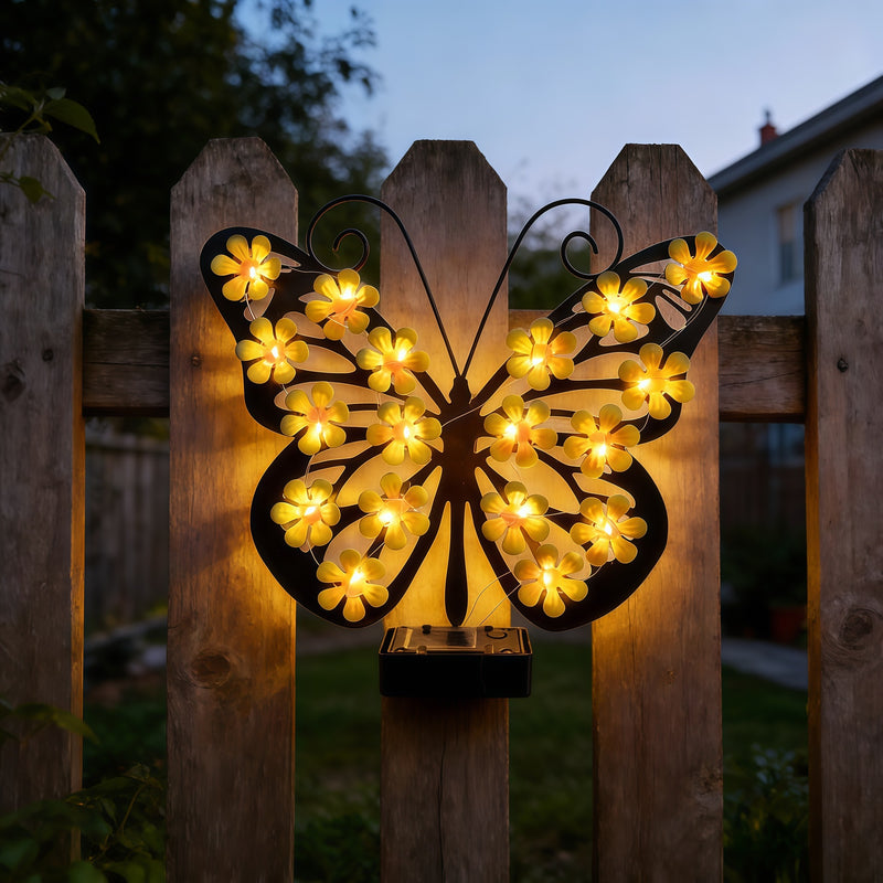 Luz Solar de Pared con Diseño de Mariposa para Jardín Exterior