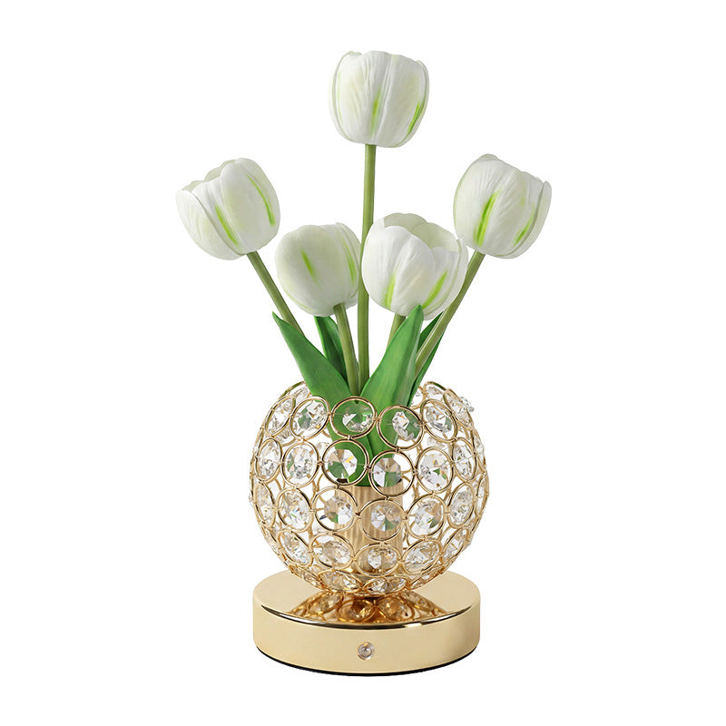Lámpara Tulipán de Cristal con Luz Nocturna