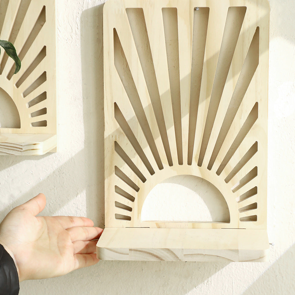Estante de Pared de Madera Calada en Forma de Abanico