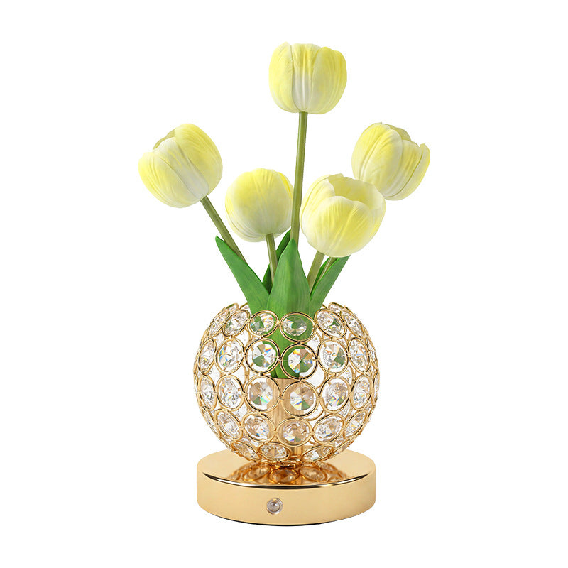 Lámpara Tulipán de Cristal con Luz Nocturna