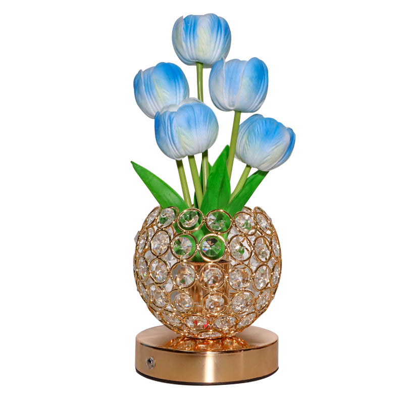 Lámpara Tulipán de Cristal con Luz Nocturna